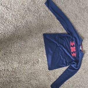 Under Armour Kids Navy and Red Long Sleeve Tee
